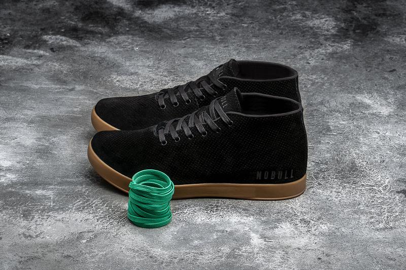 Black Nobull Dark Gum Suede Mid Men's Trainers | CA X1355Y